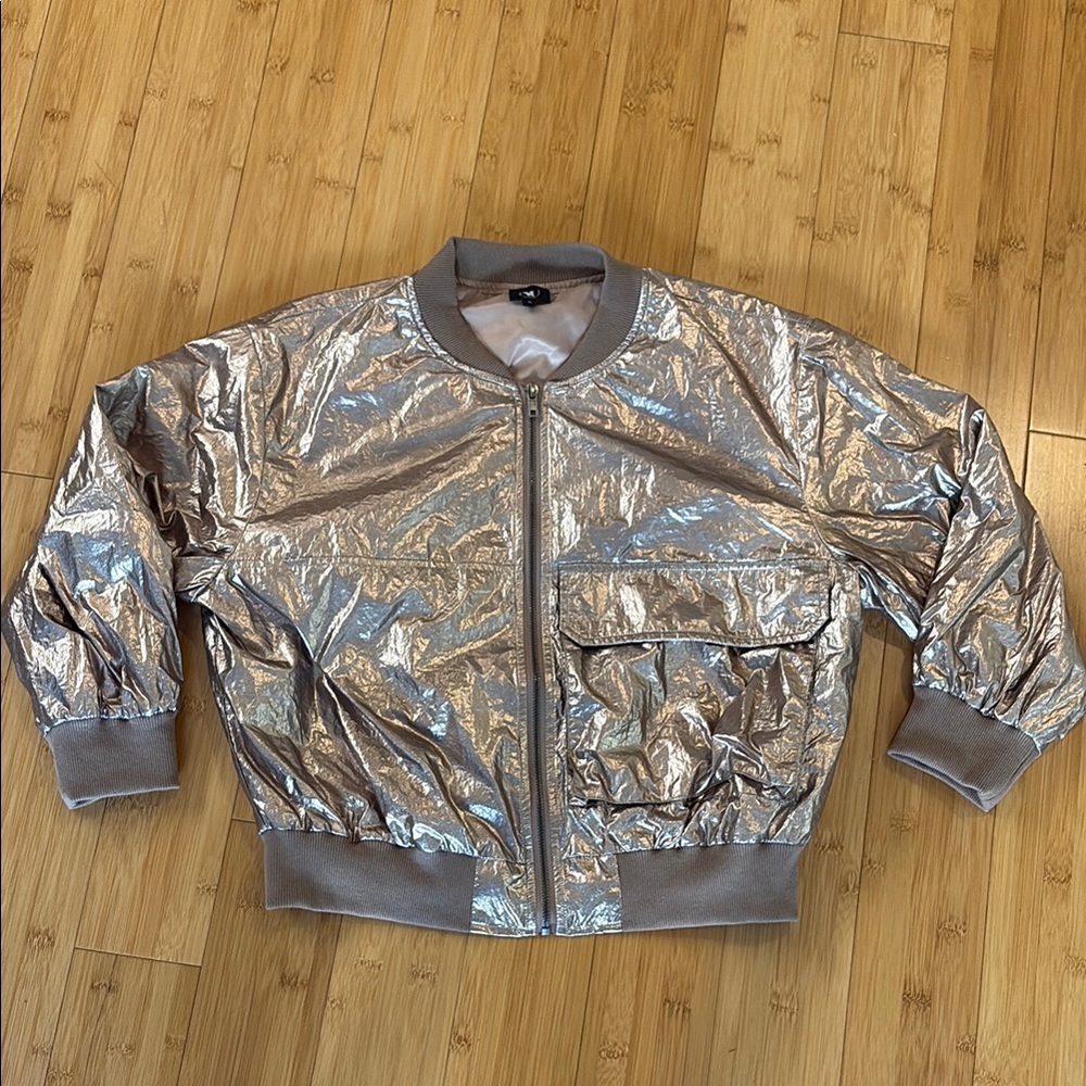 Gold Metallic Bomber Jacket